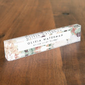 Boho Blooms | Moderne Waterverf Floral Naambordje (Zijkant)