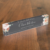 Boho Blooms | Moderne Waterverf Floral Naambordje (Zijkant)