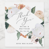 Boho Blooms Persoonlijke bruiloft Dank je Wijn Etiket (Enkel label)
