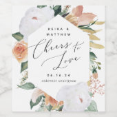 Boho Blooms Persoonlijke Cheers to Love Wedding Wijn Etiket (Enkel label)