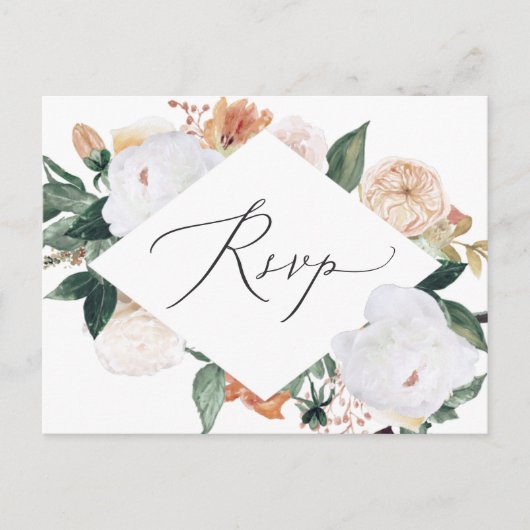 Boho Blooms RSVP Briefkaart met keuze uit maaltijd (Voorkant)