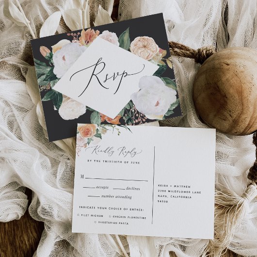 Boho Blooms RSVP Briefkaart met keuze uit maaltijd