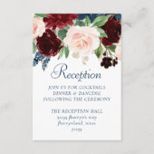 Boho Blooms | Rustieke marine en Bourgondische Gar Informatiekaartje (Voorkant)