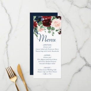 Boho Blooms Rustieke marine en Bourgondische Gar Menu