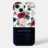 Boho Blooms | Rustieke Navy Blue en Bourgondische  Case-Mate iPhone Case (Achterkant)