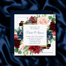 Boho Blooms | Rustieke Navy Blue en Bourgondische  Kaart