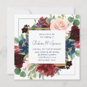 Boho Blooms | Rustieke Navy Blue en Bourgondische  Kaart (Voorkant)