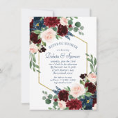 Boho Blooms | Rustieke Navy Blue en Bourgondische  Kaart (Voorkant)