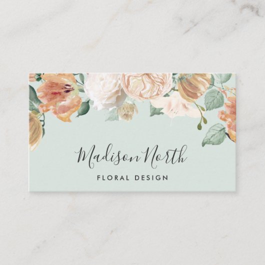 Boho Blooms Waterverf Floral Calligraphy Script Visitekaartje (Voorkant)