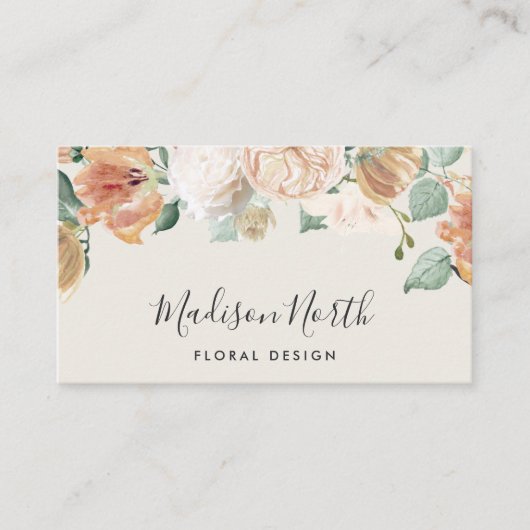 Boho Blooms Waterverf Floral Calligraphy Script Visitekaartje (Voorkant)