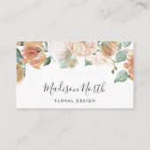 Boho Blooms Waterverf Floral Calligraphy Script Visitekaartje (Voorkant)