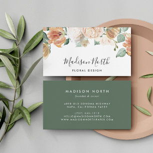 Boho Blooms Waterverf Floral Calligraphy Script Visitekaartje