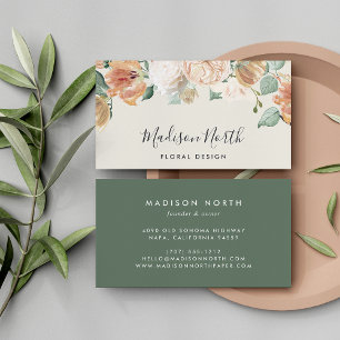 Boho Blooms Waterverf Floral Calligraphy Script Visitekaartje