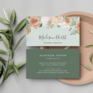 Boho Blooms Waterverf Floral Calligraphy Script Visitekaartje