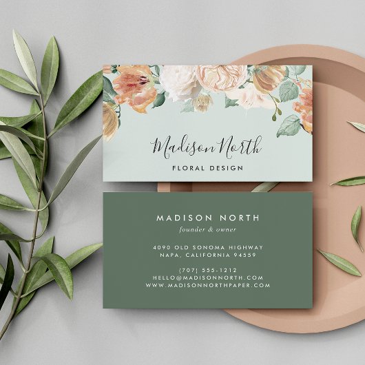 Boho Blooms Waterverf Floral Calligraphy Script Visitekaartje