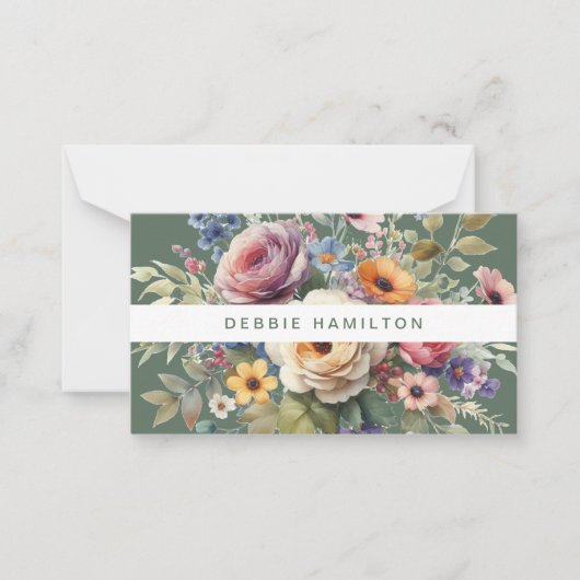 Boho Blooms Waterverf Floral Elegant & Artistiek Notitiekaartje (Voorkant)