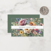 Boho Blooms Waterverf Floral Elegant & Artistiek Notitiekaartje (Voorkant / Achterkant in situ)