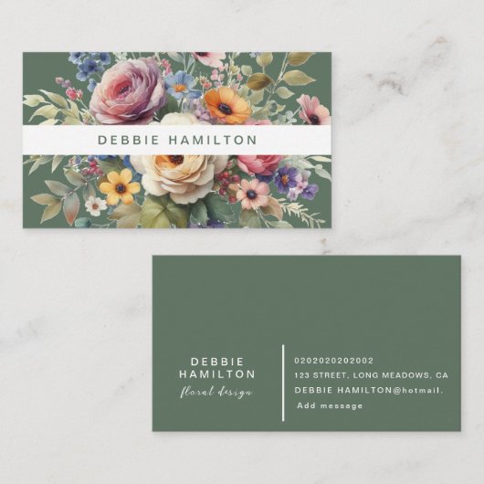 Boho Blooms Waterverf Floral Elegant & Artistiek Notitiekaartje (Voorkant / Achterkant)