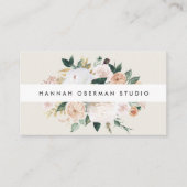 Boho Blooms Waterverf Floral QR Code Visitekaartje (Voorkant)