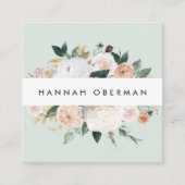 Boho Blooms Waterverf Floral Vierkante Visitekaartje (Voorkant)