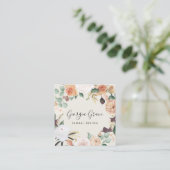 Boho Blooms Waterverf Floral Vierkante Visitekaartje (Staand voorkant)