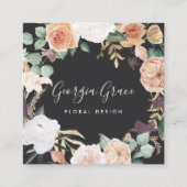Boho Blooms Waterverf Floral Vierkante Visitekaartje (Voorkant)