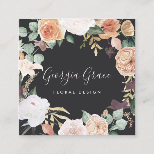 Boho Blooms Waterverf Floral Vierkante Visitekaartje (Voorkant)