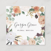 Boho Blooms Waterverf Floral Vierkante Visitekaartje (Voorkant)