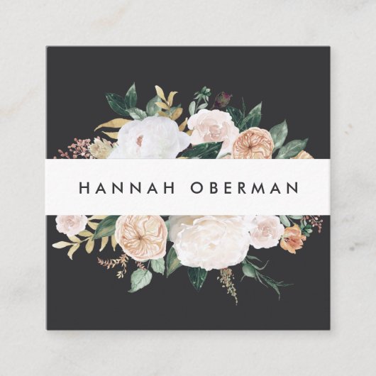 Boho Blooms Waterverf Floral Vierkante Visitekaartje (Voorkant)