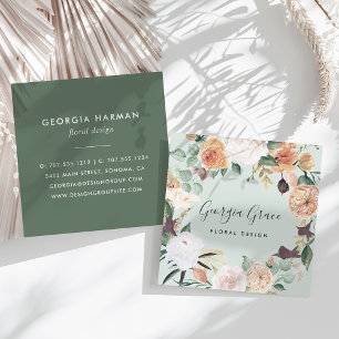 Boho Blooms Waterverf Floral Vierkante Visitekaartje