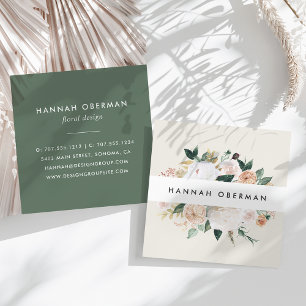 Boho Blooms Waterverf Floral Vierkante Visitekaartje