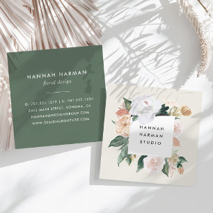 Boho Blooms Waterverf Floral Vierkante Visitekaartje