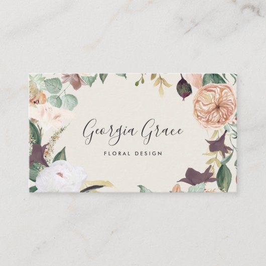 Boho Blooms Waterverf Floral Visitekaartje (Voorkant)