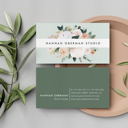 Boho Blooms Waterverf Floral Visitekaartje