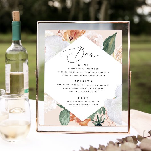 Boho Blooms Weddenbalk Menu Sign Poster
