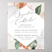 Boho Blooms Weddenschap Cocktail Menu Sign Poster (Voorkant)