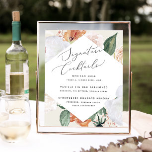 Boho Blooms Weddenschap Cocktail Menu Sign Poster