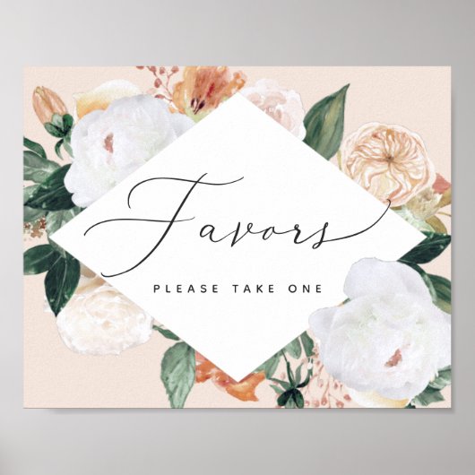 Boho Blooms Wedding Favor Sign Poster (Voorkant)