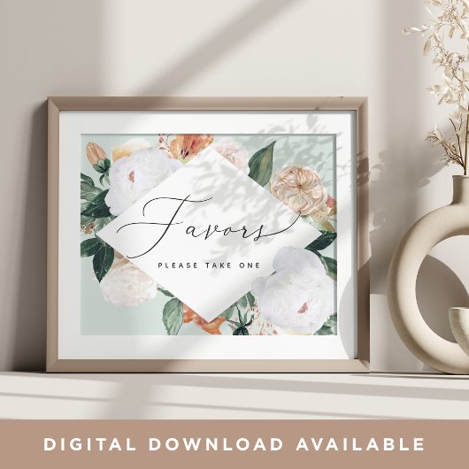 Boho Blooms Wedding Favor Sign Poster