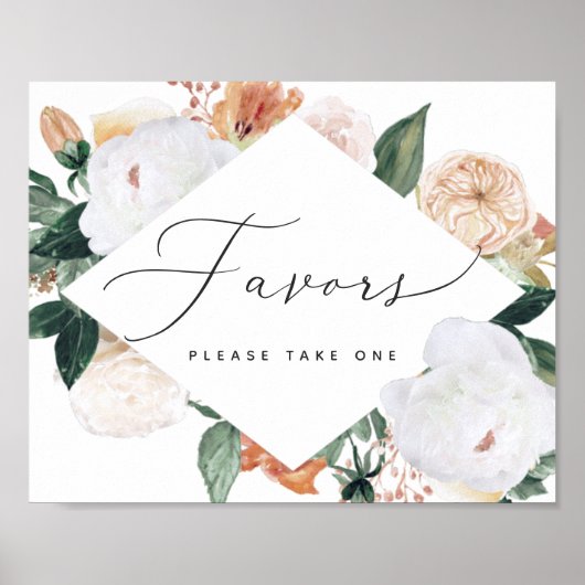 Boho Blooms Wedding Favor Sign Poster (Voorkant)