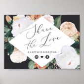 Boho Blooms Wedding Hashtag Sign Poster (Voorkant)