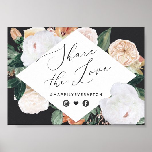 Boho Blooms Wedding Hashtag Sign Poster (Voorkant)