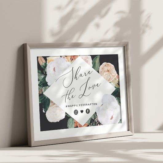 Boho Blooms Wedding Hashtag Sign Poster