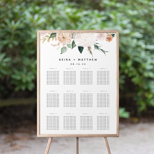 Boho Blooms Wedding or Event Seating Chart Poster