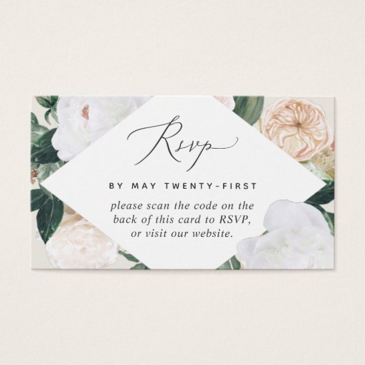 Boho Blooms Wedding QR Code RSVP Card Visitekaartje (Voorkant)