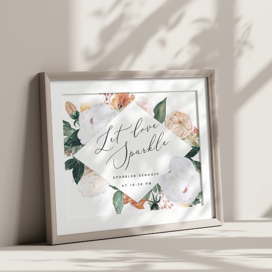 Boho Blooms Wedding Sparkler Sendoff Sign Poster