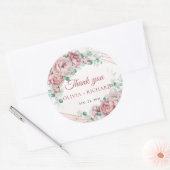 Boho blos flora krans eucalyptus gouden frame clas ronde sticker (Envelop)