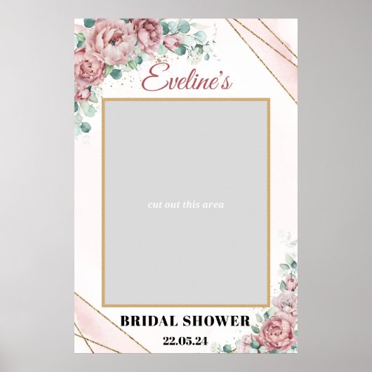 Boho blos roze gouden bruiloftsfeer fotorekwisiet poster (Voorkant)