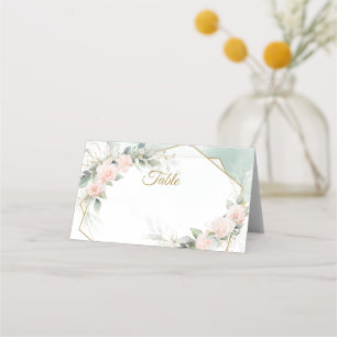 Boho blos roze rozen bloemen huwelijks plaatskaart plaatskaartje