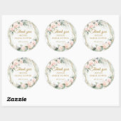 Boho blos roze rozen groen en gouden lijst ronde sticker (Vel)